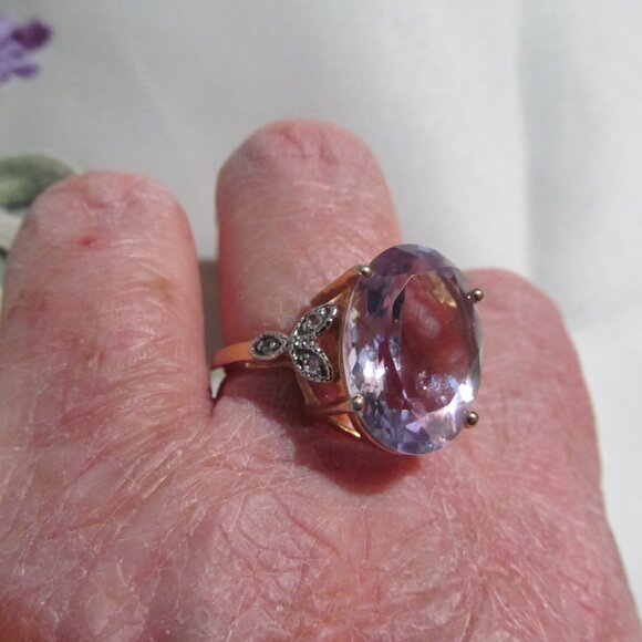 QJ India Quintessence Jewelry Gold Plated 925 Silver Light Amethyst Ring Size 10 - Picture 12 of 16